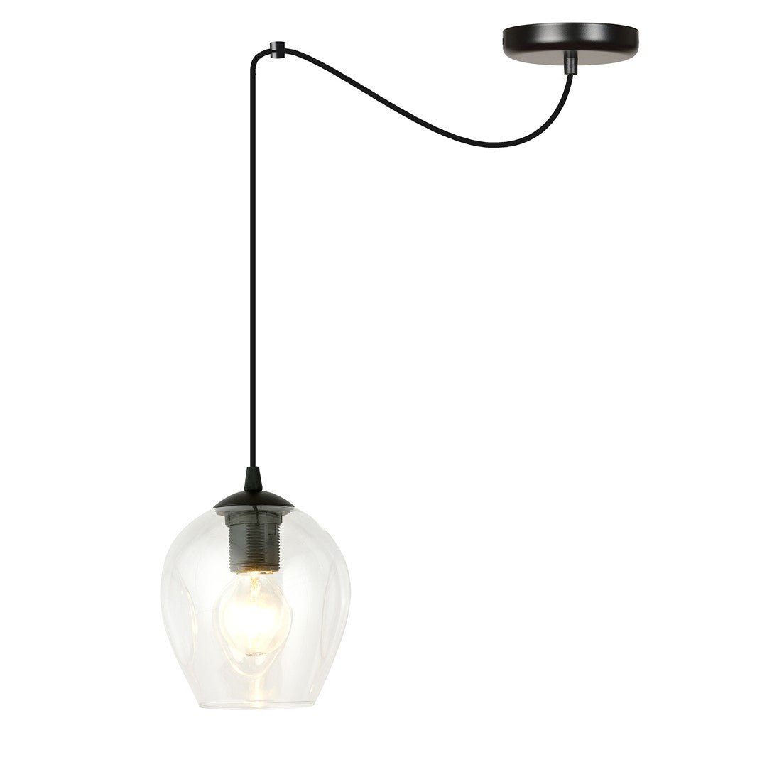 Lampa wisząca LEVEL 1 BL TRANSPARENT pająk, klosze, czarna - LAITICA