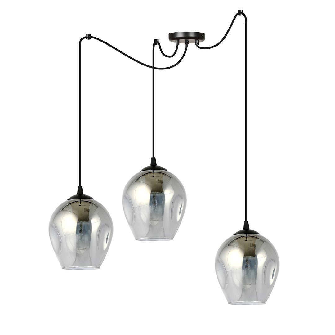 Lampa wisząca LEVEL 3 BL GRAFIT pająk, klosze grafit, czarna - LAITICA