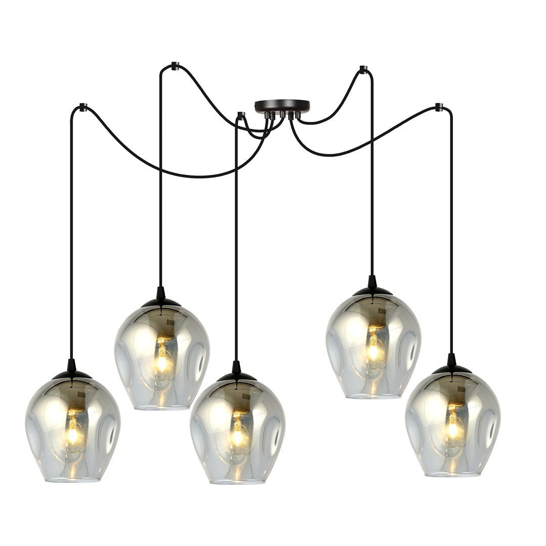 Lampa wisząca LEVEL 5 BL GRAFIT pająk, klosze grafit, czarna - LAITICA