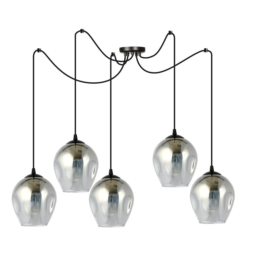Lampa wisząca LEVEL 5 BL GRAFIT pająk, klosze grafit, czarna - LAITICA