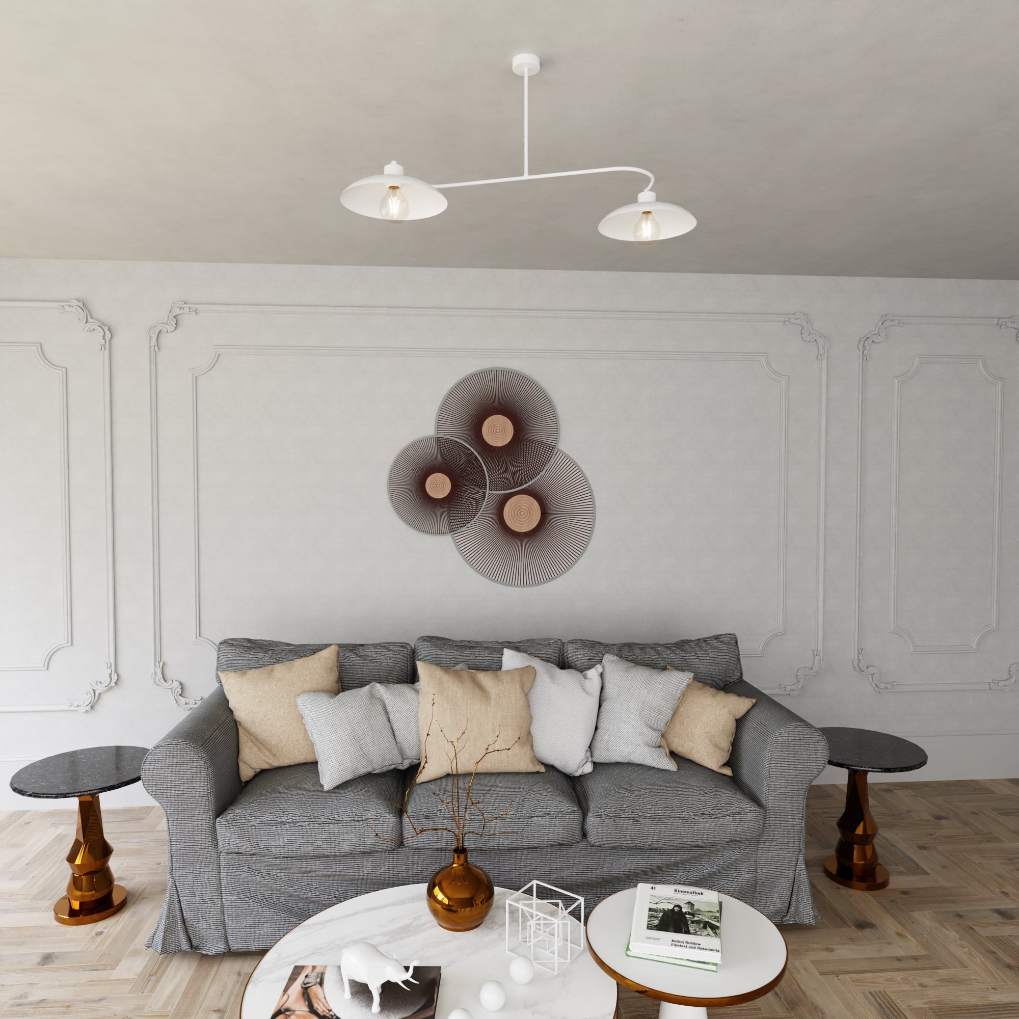 Lampa Wisząca LOFT INEZ żyrandol Metalowa 2 punkty E27 Sufitowa BIAŁA - LAITICA