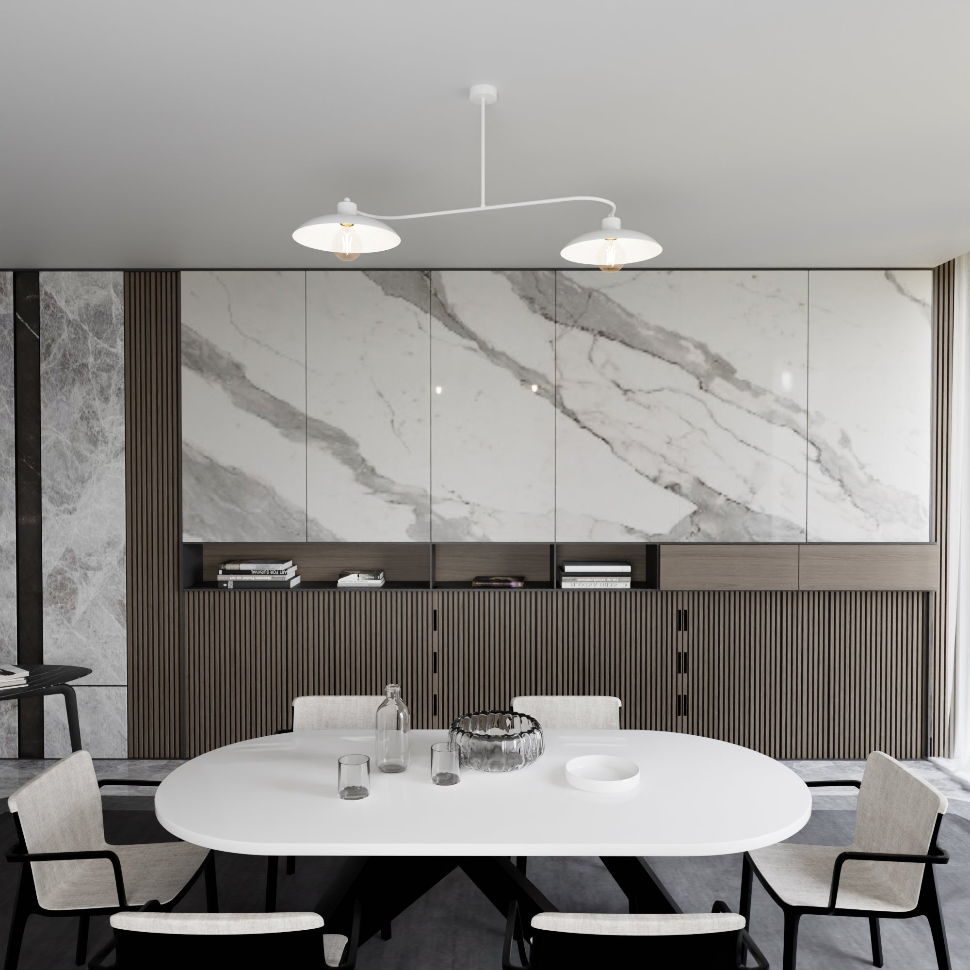 Lampa Wisząca LOFT INEZ żyrandol Metalowa 2 punkty E27 Sufitowa BIAŁA - LAITICA