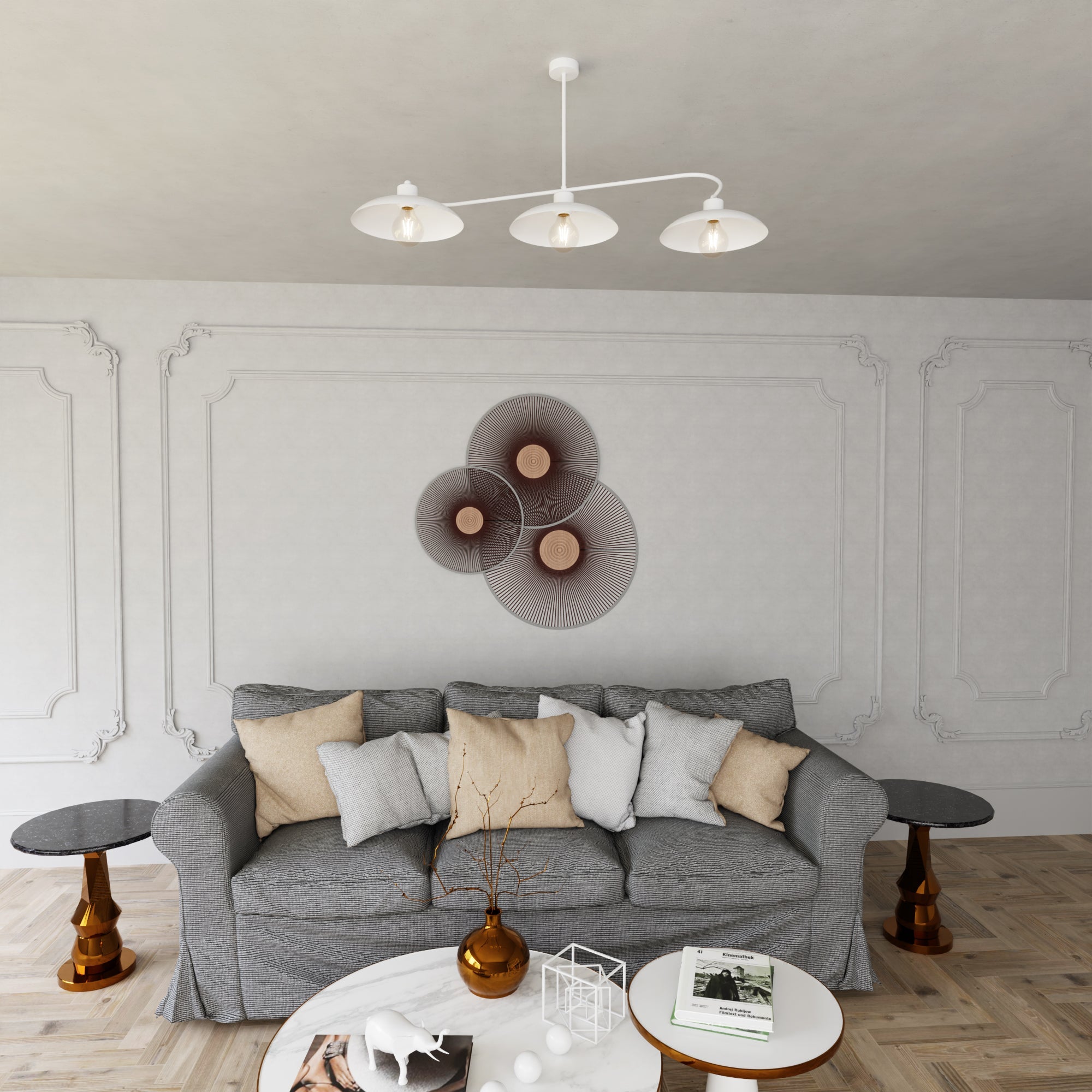 Lampa Wisząca LOFT INEZ żyrandol Metalowa 3 punkty E27 Sufitowa BIAŁA - LAITICA