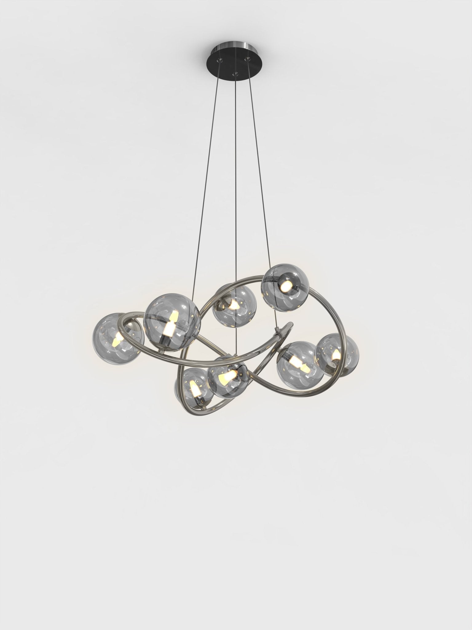 Lampa wisząca MALTA 8 kloszy 3000K do jadalni czarny chrom sufitowa - LAITICA