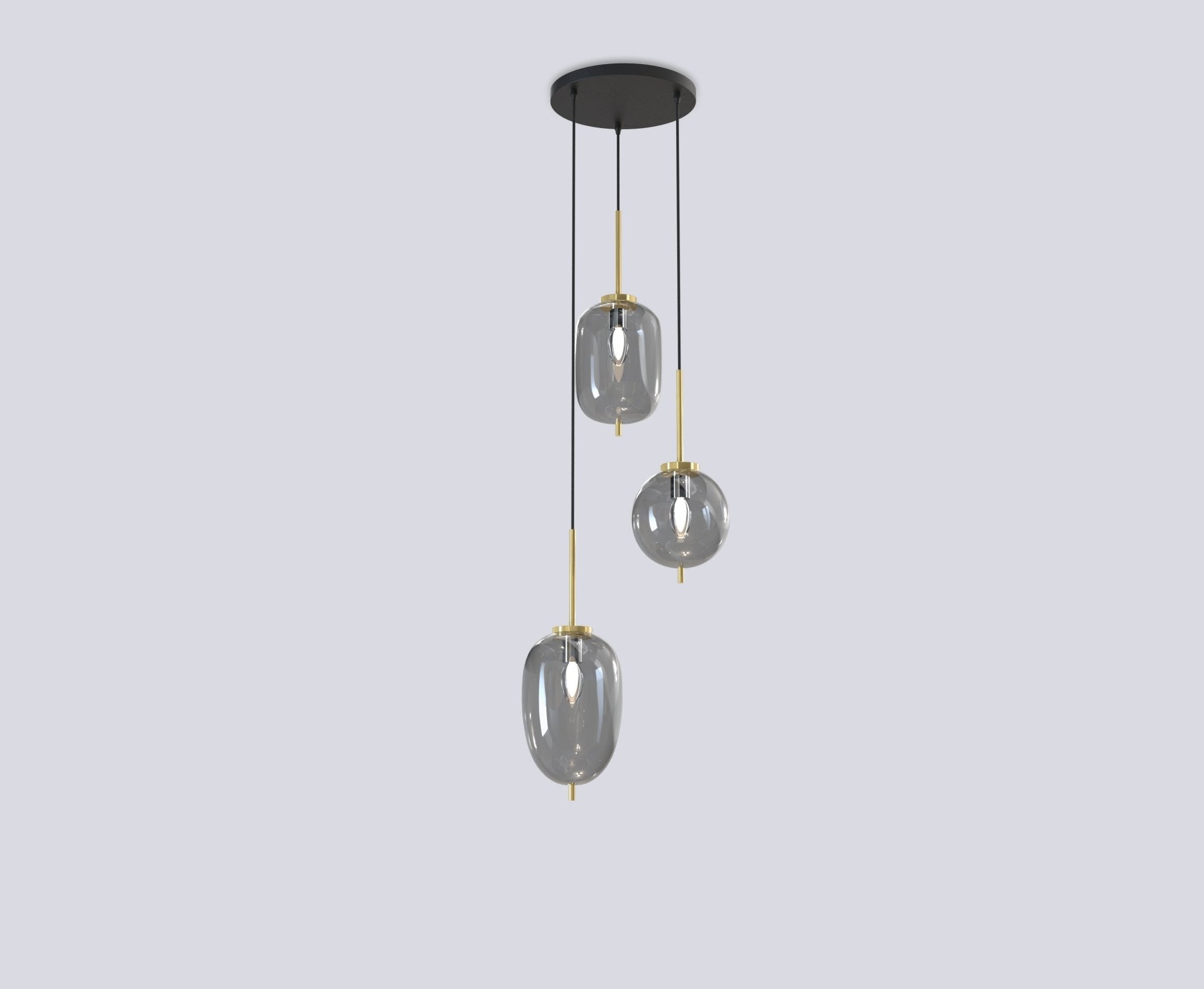 Lampa wisząca MALTA szklane klosze 3xE14 czarno - złota sufitowa do salonu - LAITICA