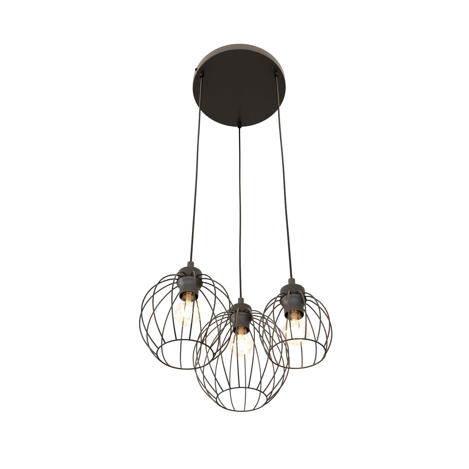Lampa Wisząca Metalowa LIMA Potrójna 3xE27 Druciane Klosze Regulowana Loft - LAITICA