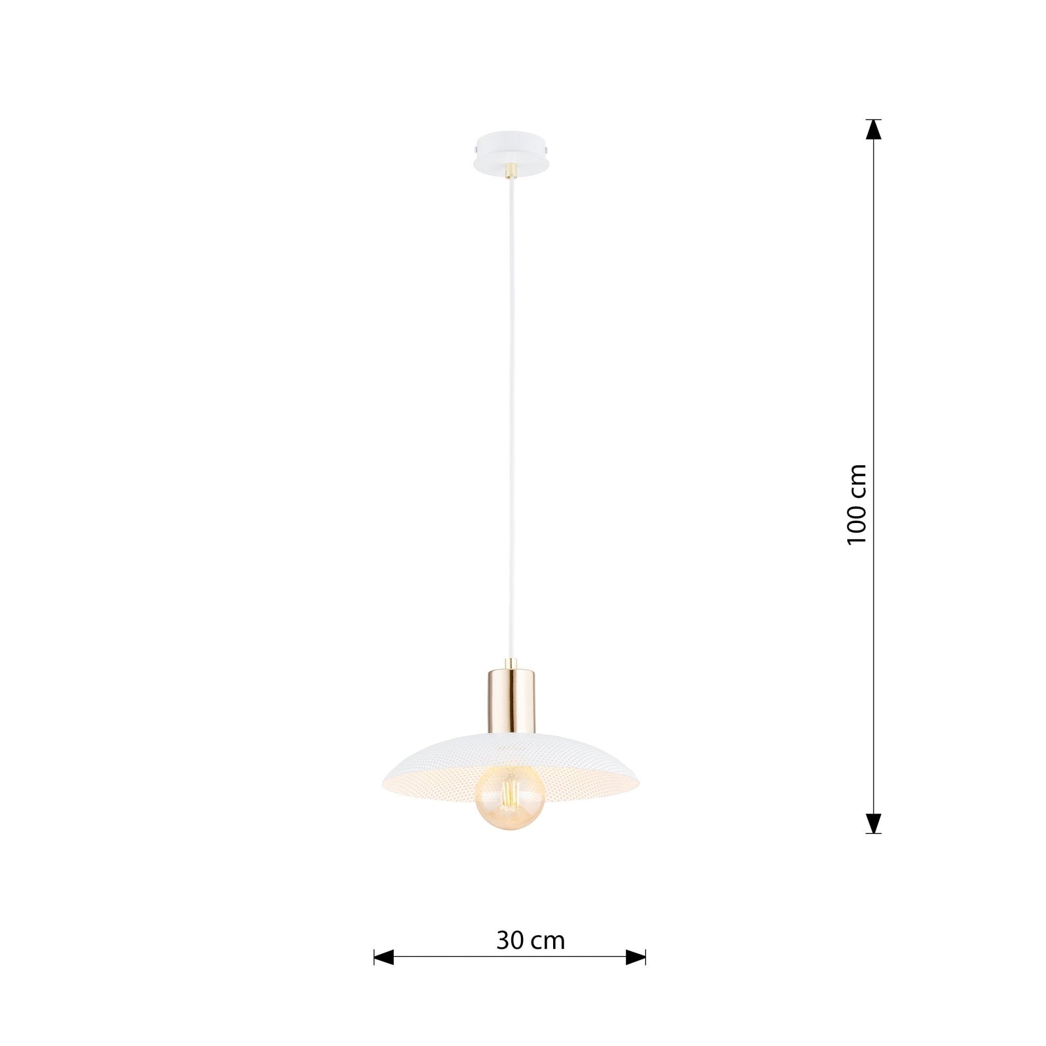 Lampa wisząca NELI 1xE27 ZŁOTE DODATKI biały klosz SUFITOWA regulacja - LAITICA