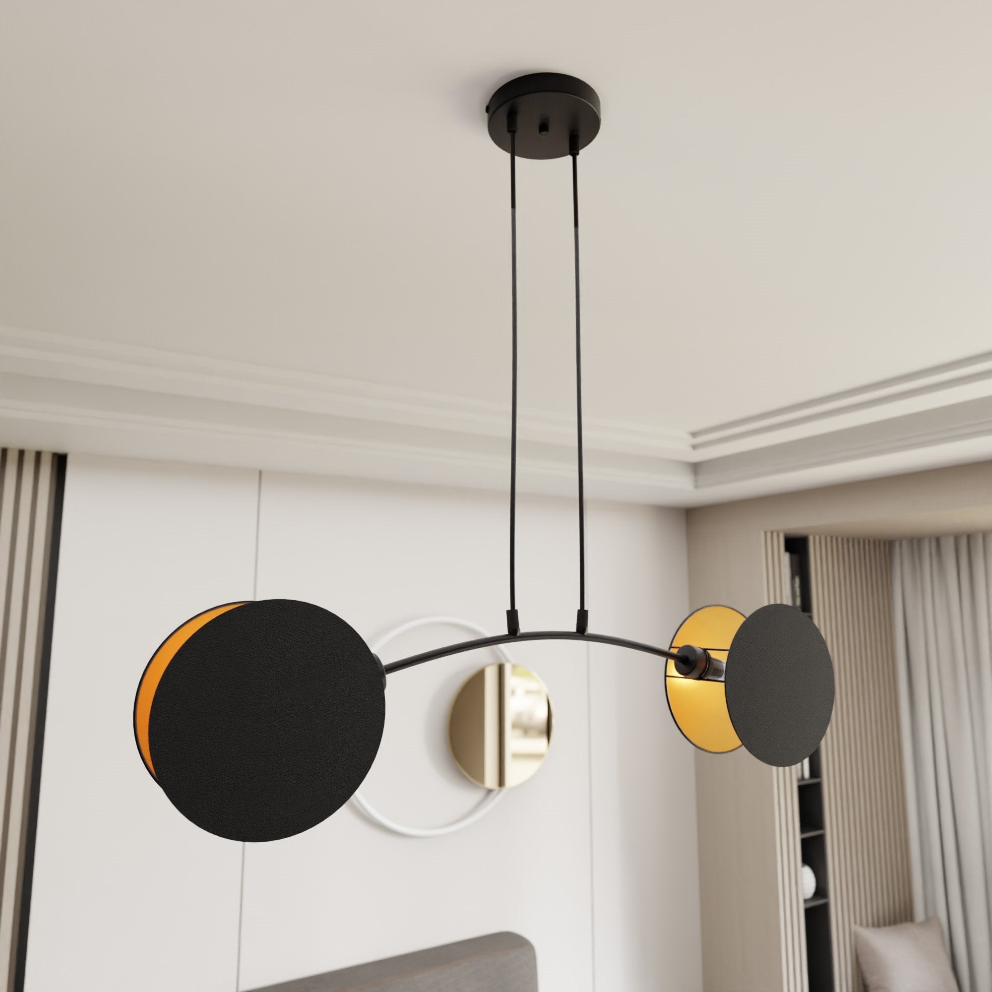 Lampa wisząca NELI czarno złota 2 punkty światła ZWIS sufitowa E27 - LAITICA