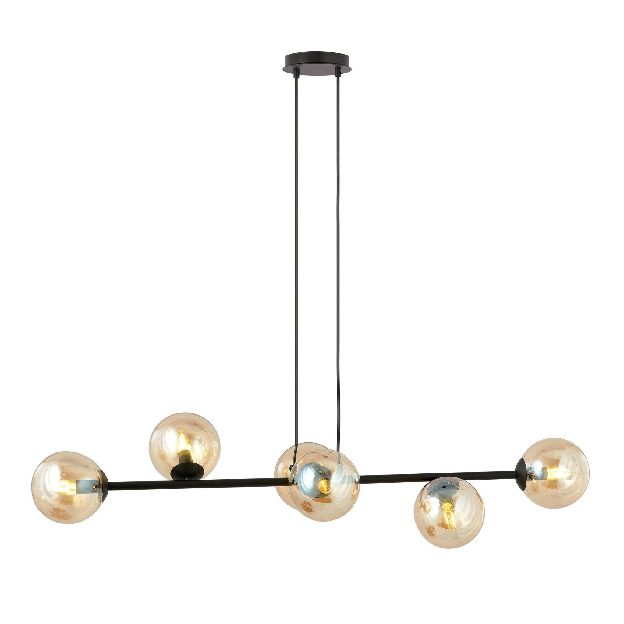 Lampa wisząca NELI duża 110cm SZKLANE KLOSZE miodowe 6xE14 regulowana - LAITICA