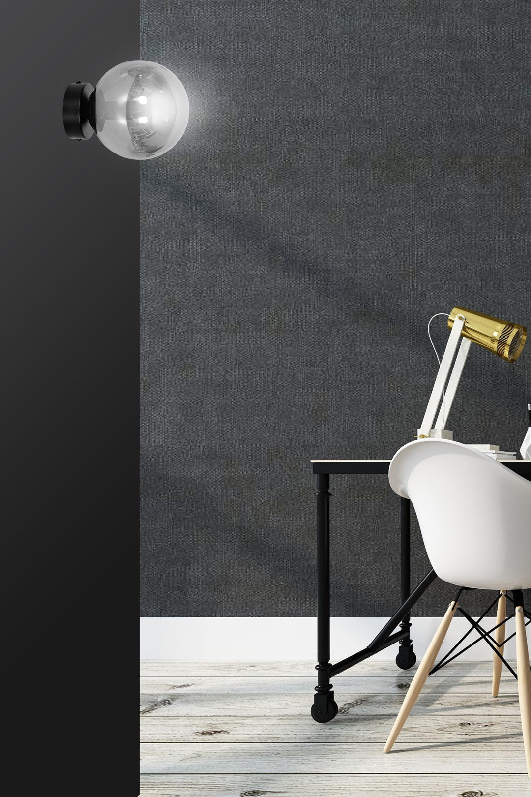 Lampa wisząca NICEA klosz GRAFITOWY 1xE14 nowoczesny kinkiet czarny - LAITICA