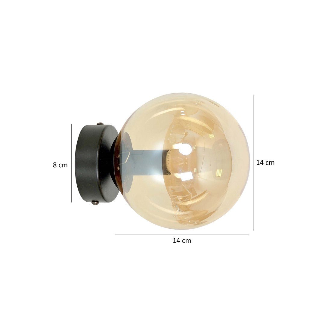 Lampa wisząca NICEA klosz MIODOWY 1xE14 nowoczesny kinkiet czarny - LAITICA