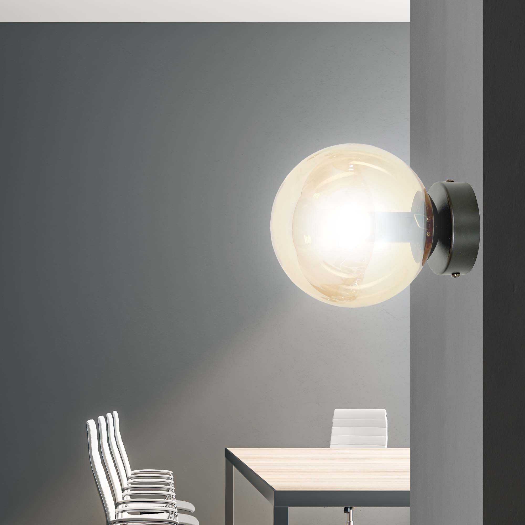 Lampa wisząca NICEA klosz MIODOWY 1xE14 nowoczesny kinkiet czarny - LAITICA