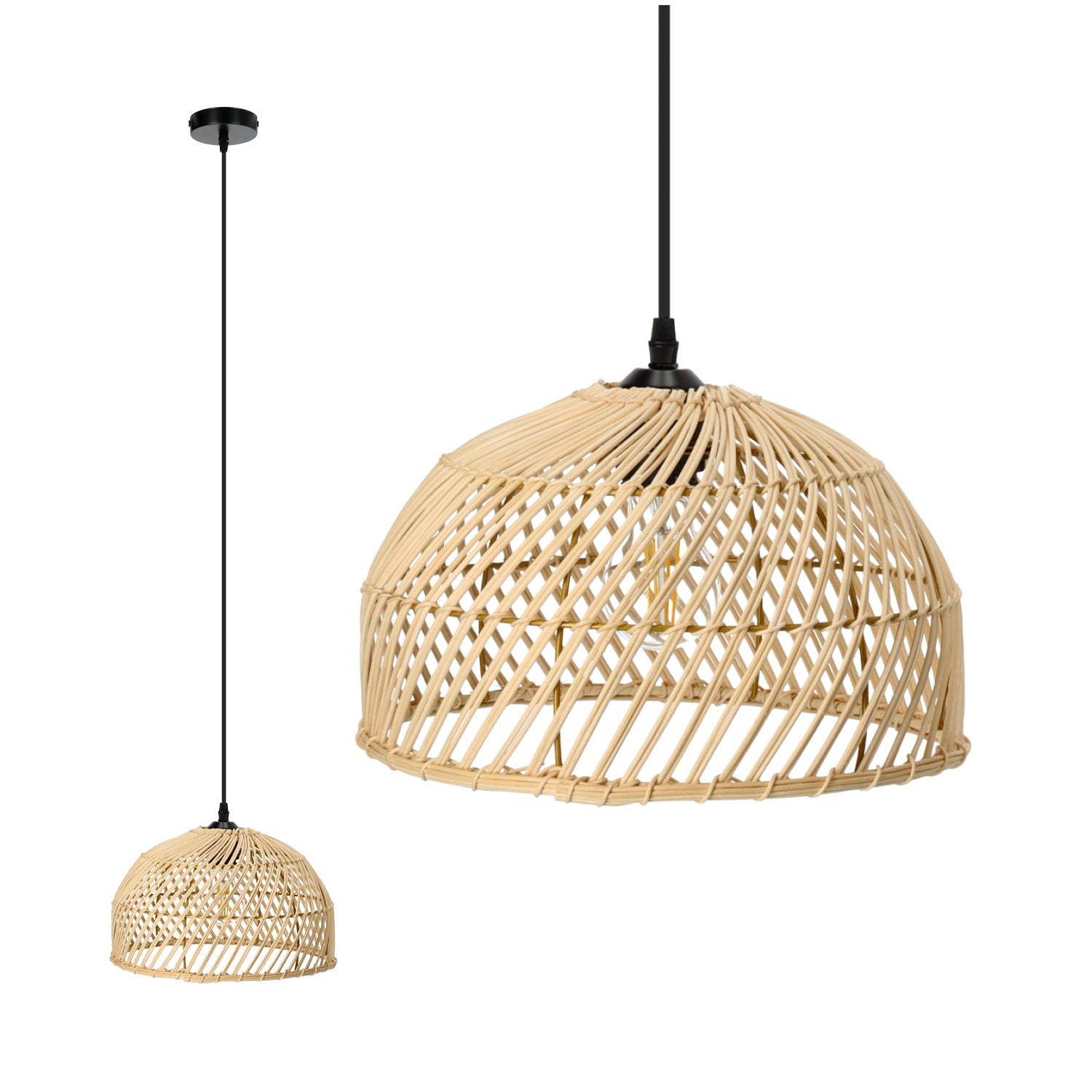 Lampa wisząca RIGA w stylu boho E27 rattanowa - LAITICA
