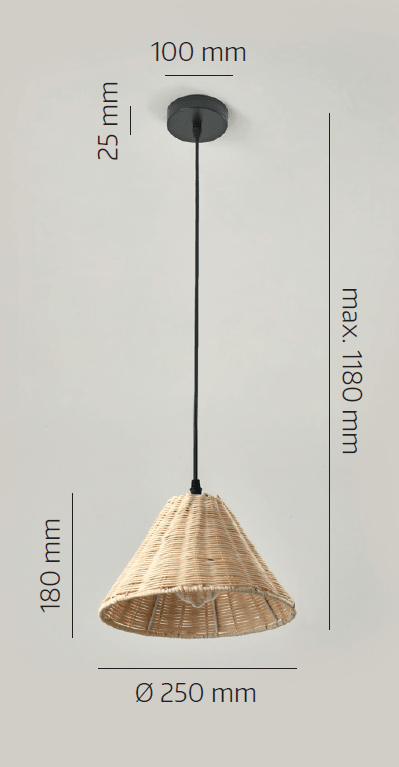 Lampa wisząca RONDA boho RATTANOWA 1xE27 lampa sufitowa pleciona - LAITICA