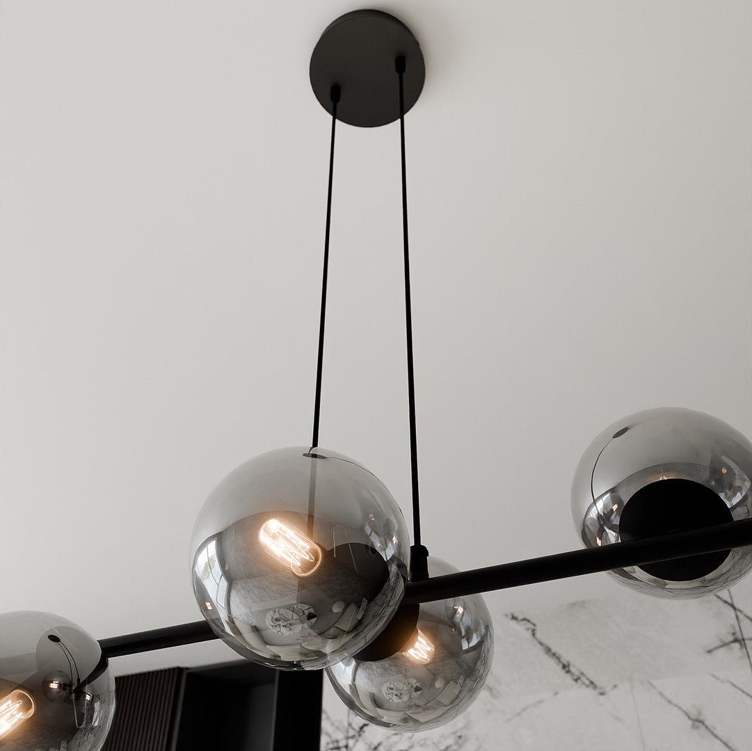 Lampa wisząca ROSSI 6 BL GRAFIT klosz grafit, czarna - LAITICA