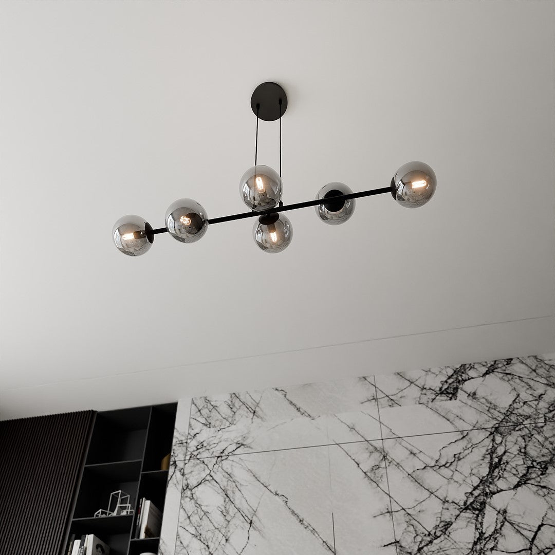 Lampa wisząca ROSSI 6 BL GRAFIT klosz grafit, czarna - LAITICA