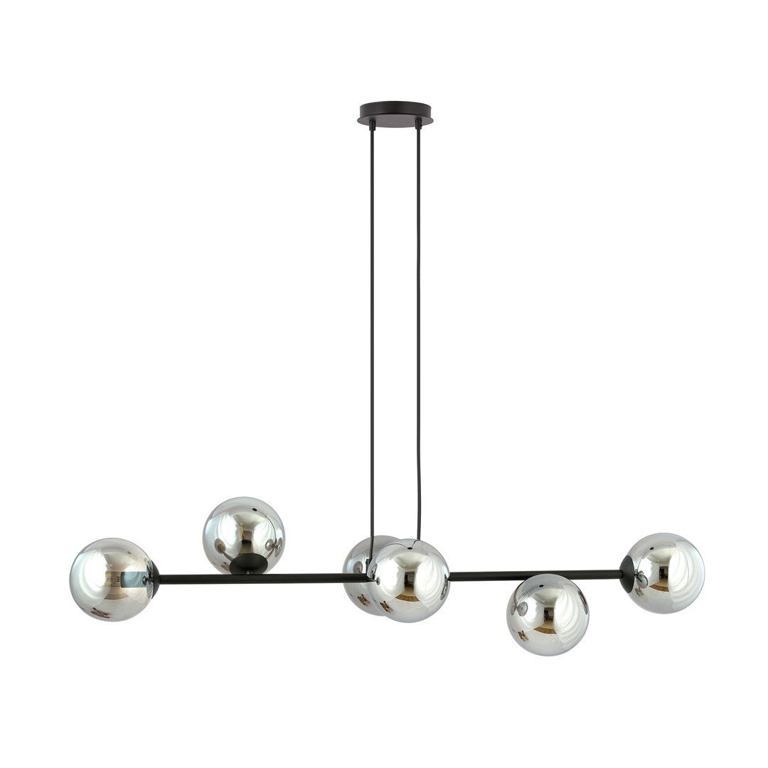 Lampa wisząca ROSSI 6 BL GRAFIT klosz grafit, czarna - LAITICA