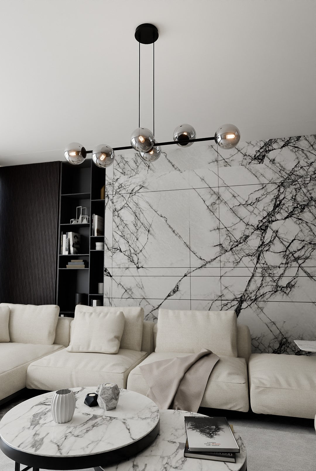 Lampa wisząca ROSSI 6 BL GRAFIT klosz grafit, czarna - LAITICA