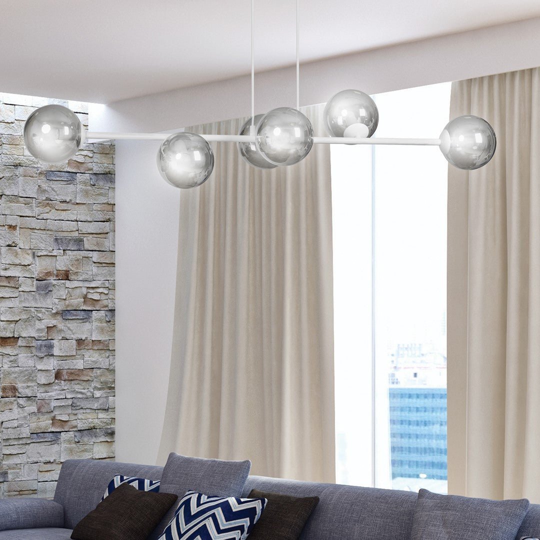 Lampa wisząca ROSSI 6 WH GRAFIT klosz grafit biała - LAITICA