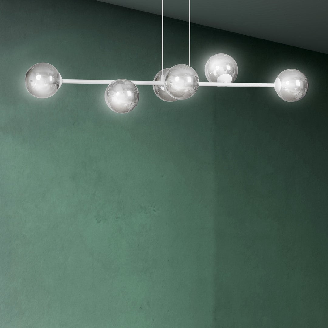 Lampa wisząca ROSSI 6 WH GRAFIT klosz grafit biała - LAITICA