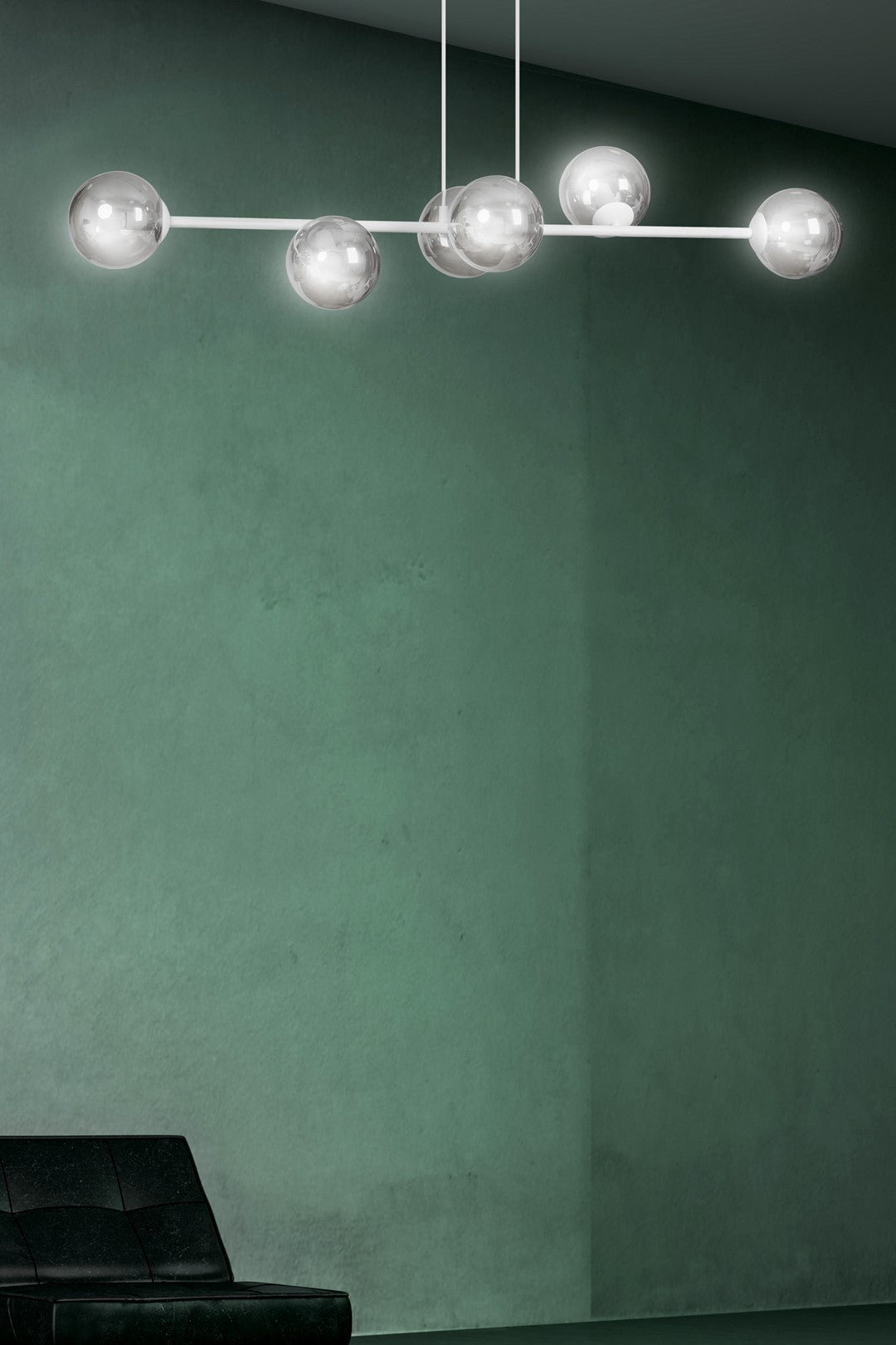 Lampa wisząca ROSSI 6 WH GRAFIT klosz grafit biała - LAITICA