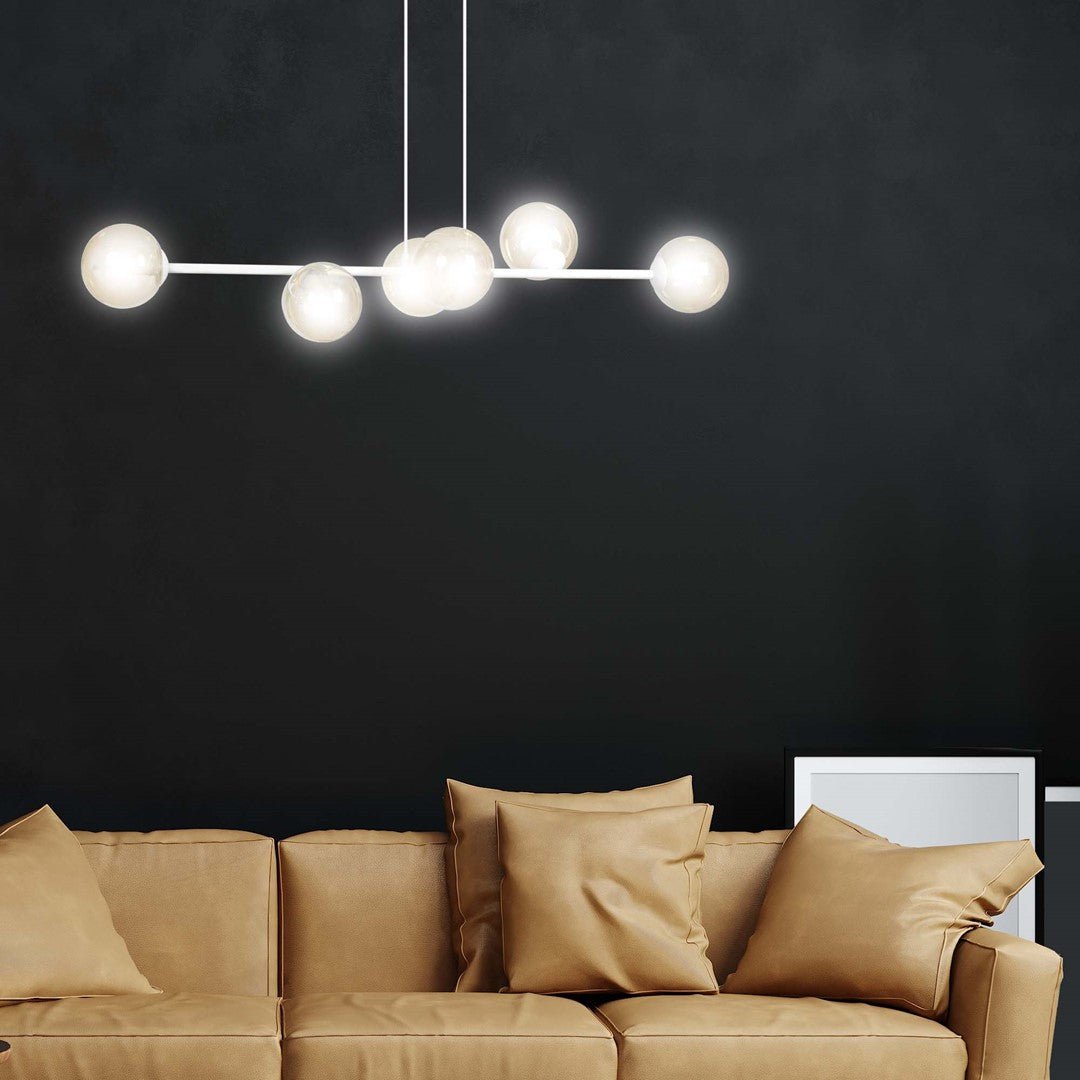 Lampa wisząca ROSSI 6 WH MIODOWA klosz bursztyn biała - LAITICA