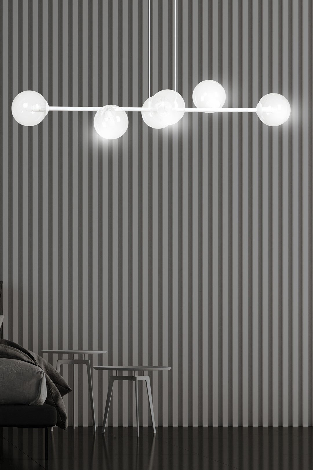 Lampa wisząca ROSSI 6 WH TRANSPARENT nowoczesna klosz biała - LAITICA
