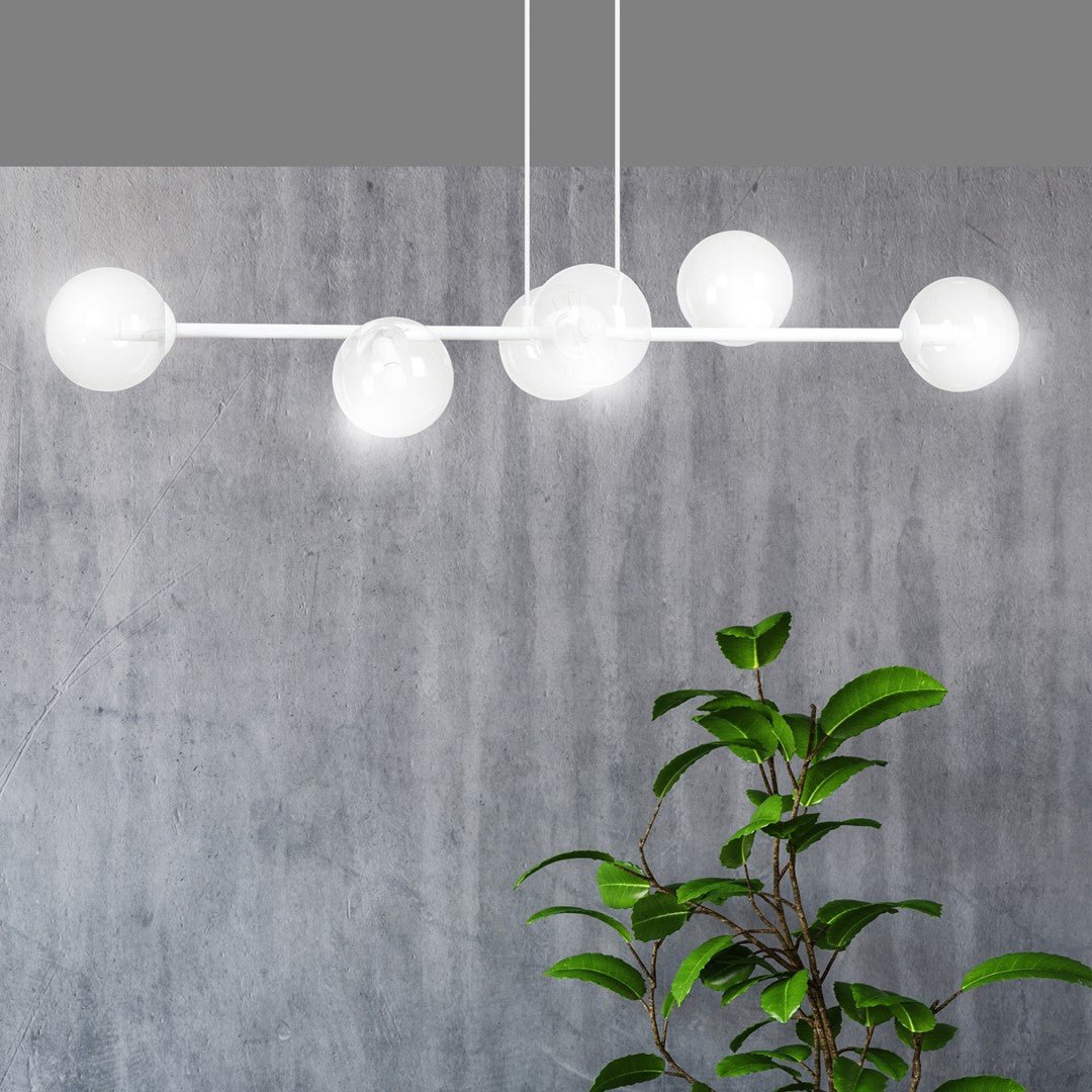 Lampa wisząca ROSSI 6 WH TRANSPARENT nowoczesna klosz biała - LAITICA