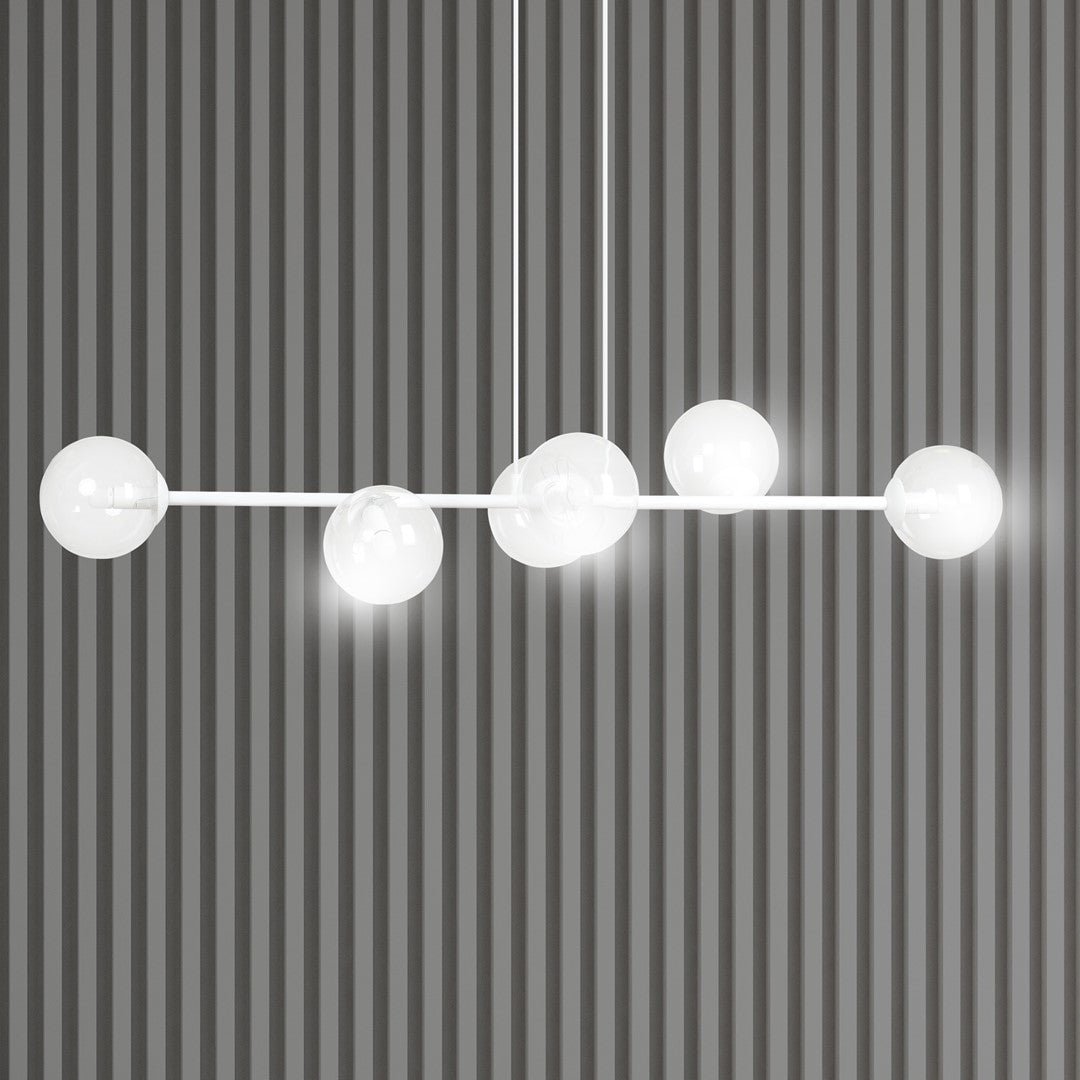 Lampa wisząca ROSSI 6 WH TRANSPARENT nowoczesna klosz biała - LAITICA