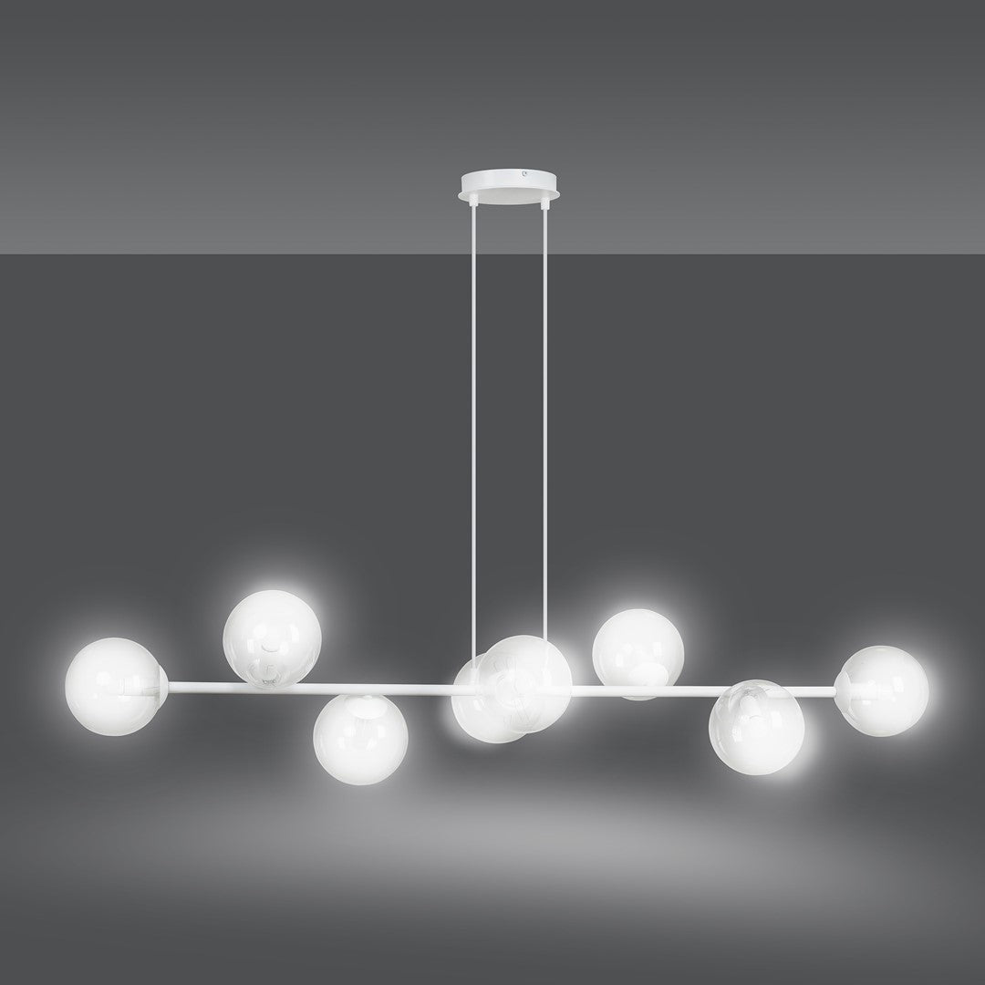 Lampa wisząca ROSSI 8 WH TRANSPARENT nowoczesna biały - LAITICA