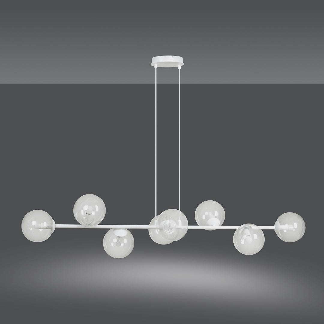 Lampa wisząca ROSSI 8 WH TRANSPARENT nowoczesna biały - LAITICA