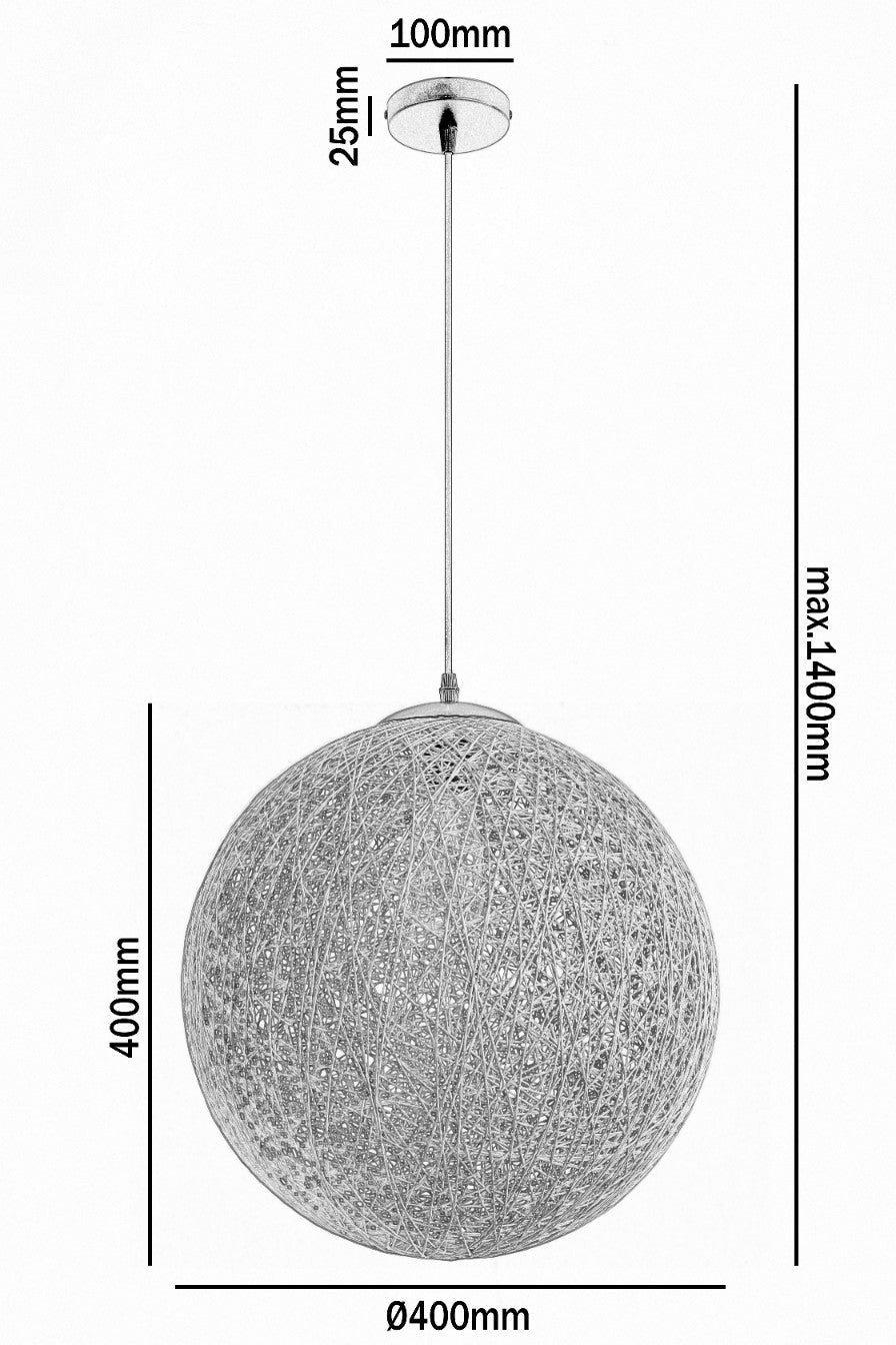 Lampa Wisząca ROVNO rattanowa KULA ABAŻUR 40cm 1xE27 ozdobna pleciona - LAITICA
