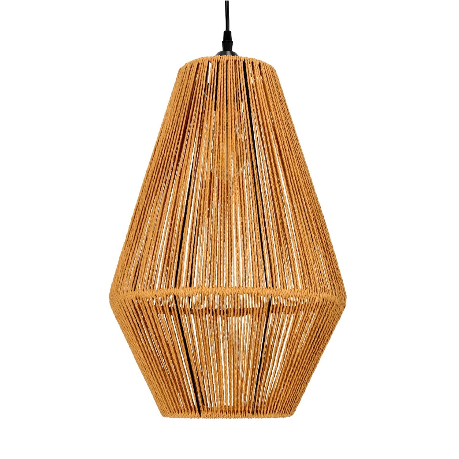 Lampa Wisząca SIBU 30cm Mała metal + sznurek 1xE27 Naturalna BOHO sufitowa - LAITICA