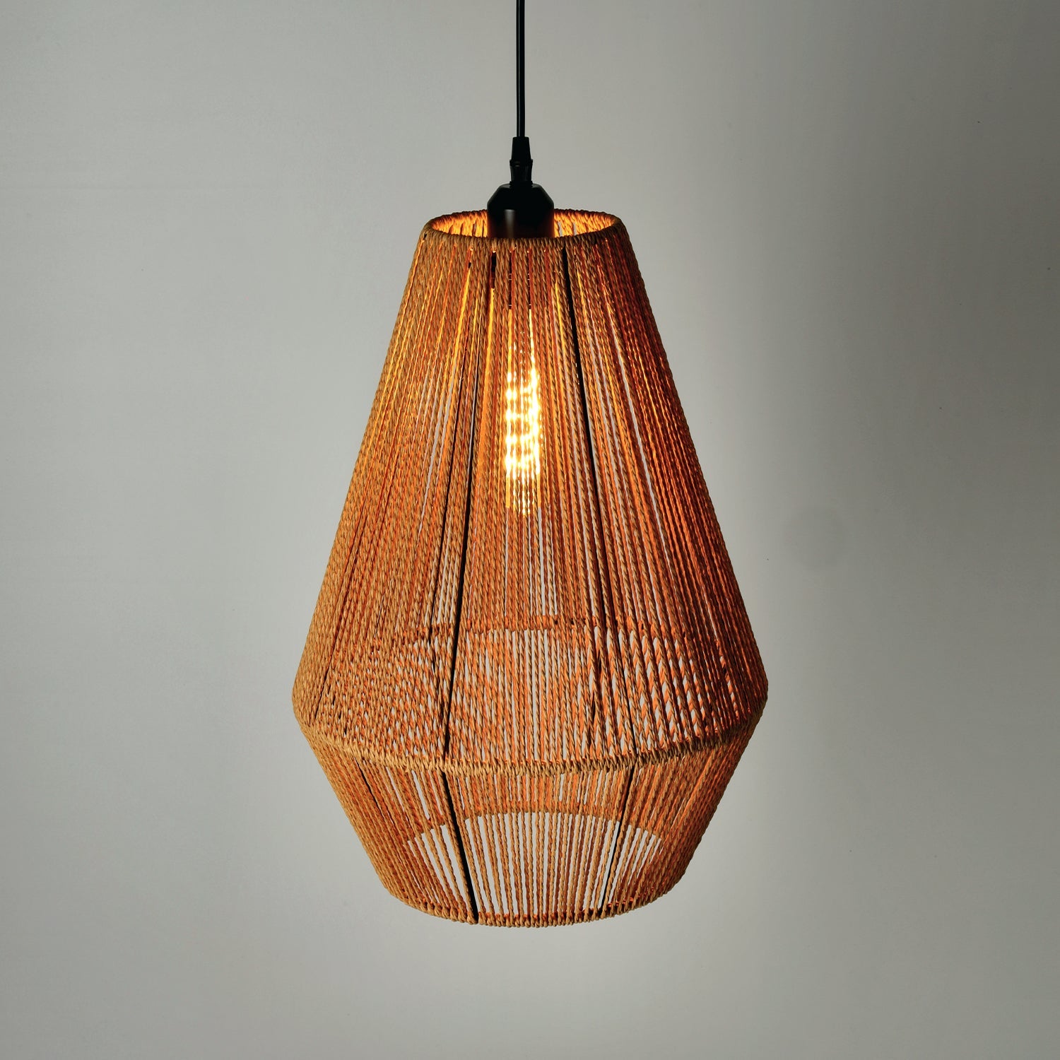 Lampa Wisząca SIBU 30cm Mała metal + sznurek 1xE27 Naturalna BOHO sufitowa - LAITICA