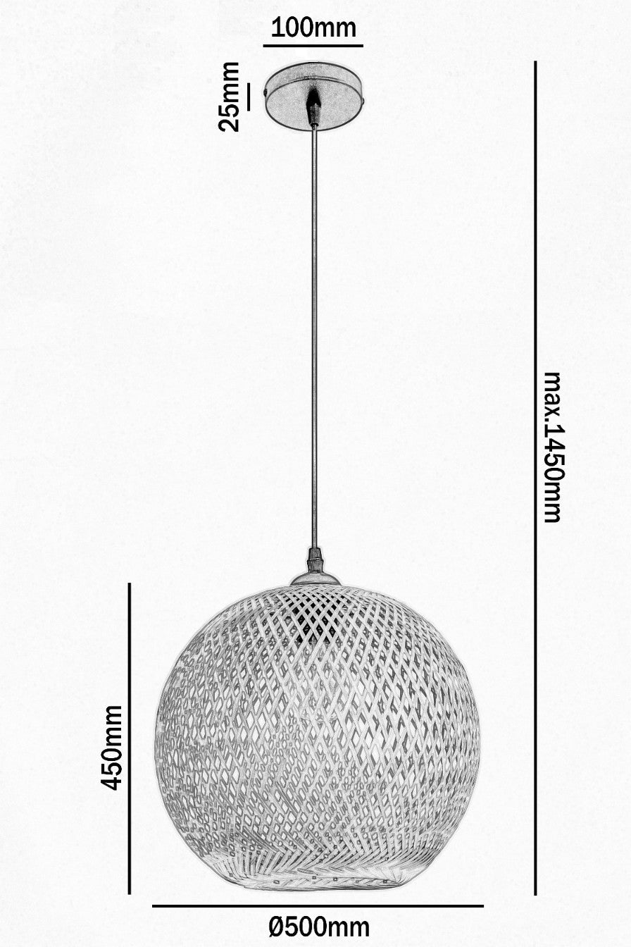 Lampa Wisząca styl Boho BITAVIA M ABAŻUR 50cm Bambusowy Naturalna do salonu - LAITICA