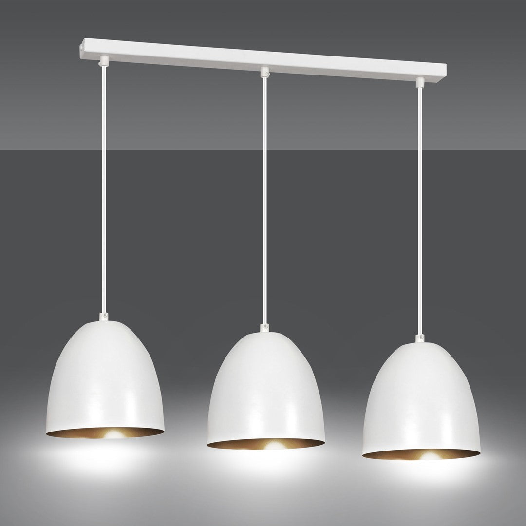 Lampa wisząca SYDNEY biało - złota NOWOCZESNA 3 punkty światła E27 ZWIS - LAITICA