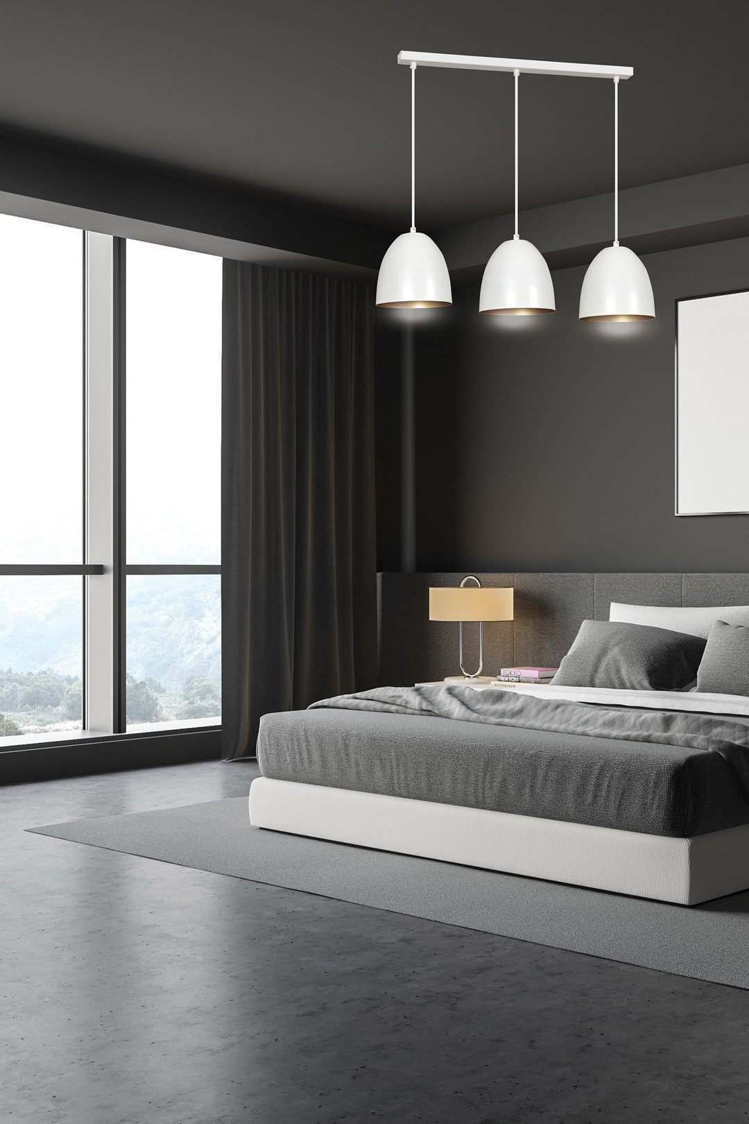Lampa wisząca SYDNEY biało - złota NOWOCZESNA 3 punkty światła E27 ZWIS - LAITICA