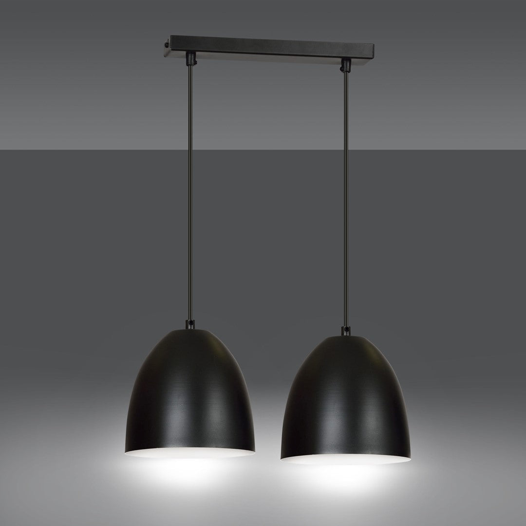 Lampa wisząca SYDNEY czarno - biała NOWOCZESNA 2 punkty światła E27 ZWIS - LAITICA