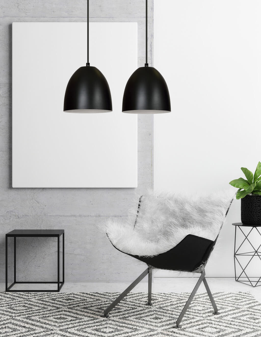 Lampa wisząca SYDNEY czarno - biała NOWOCZESNA 2 punkty światła E27 ZWIS - LAITICA