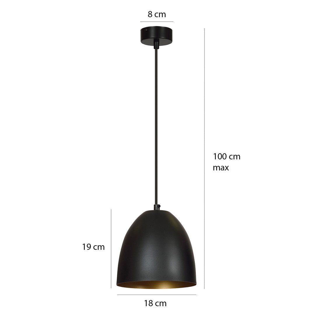 Lampa wisząca SYDNEY czarno - złota NOWOCZESNA 1 - punktowa E27 ZWIS - LAITICA