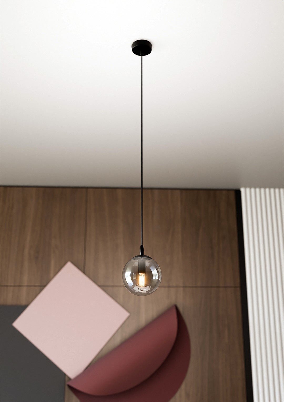 Lampa wisząca VEGAS 1 punkt światła E14 REGULOWANA klosz grafitowy - LAITICA