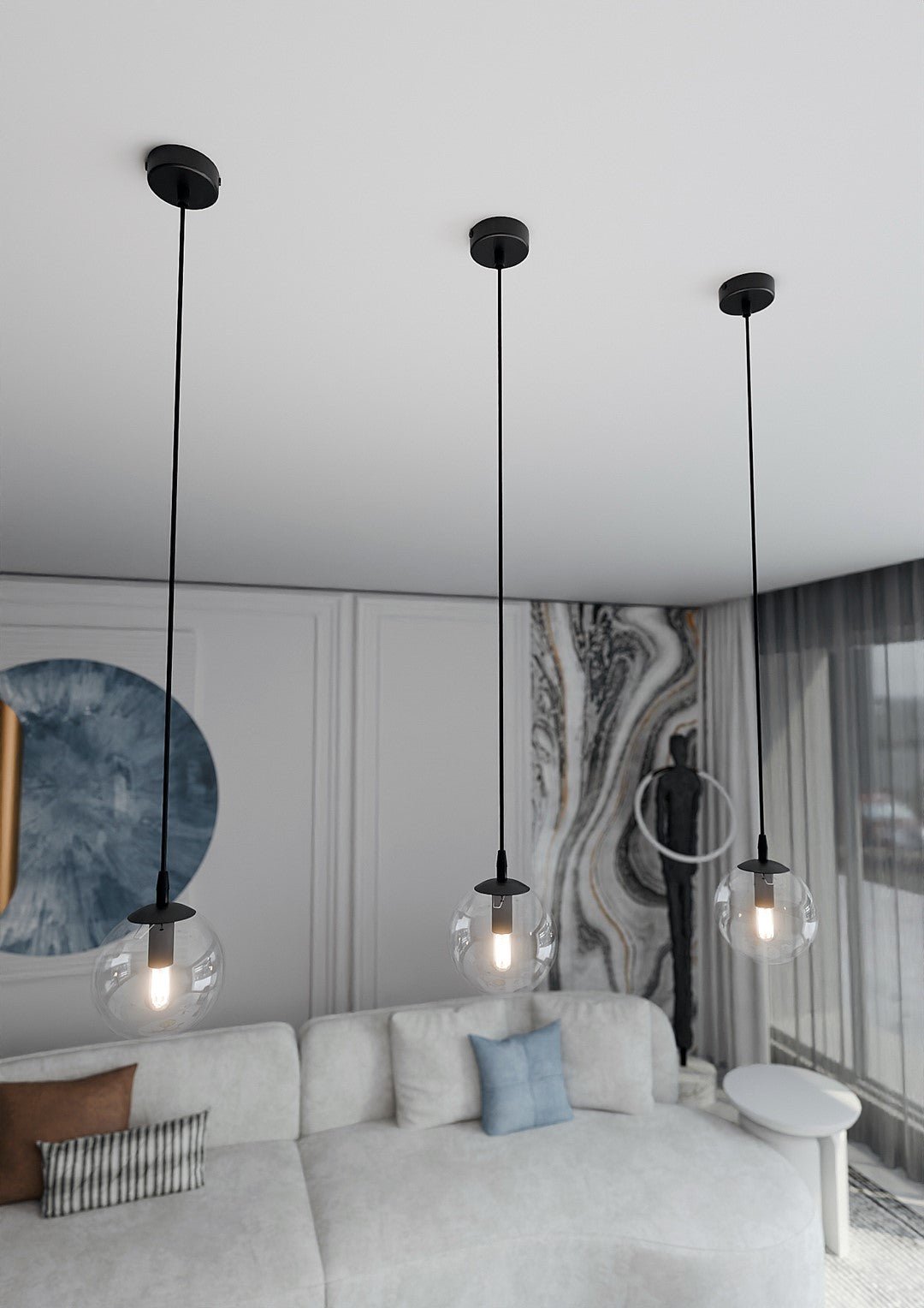 Lampa wisząca VEGAS 1 punkt światła E14 REGULOWANA klosz przeźroczysty - LAITICA