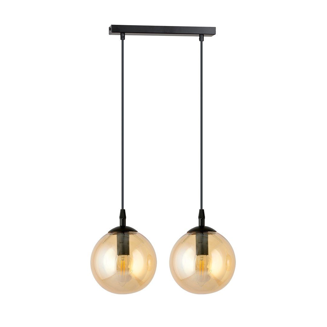 Lampa wisząca VEGAS 2 punkty światła E14 REGULOWANA klosz miodowy - LAITICA