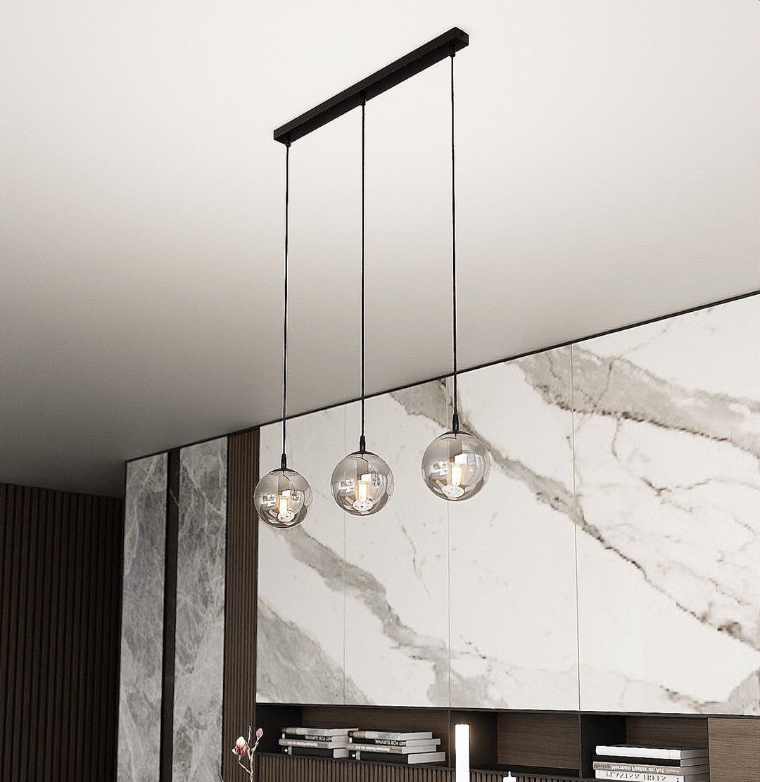 Lampa wisząca VEGAS 3 punkty światła E14 REGULOWANA klosz grafitowy - LAITICA