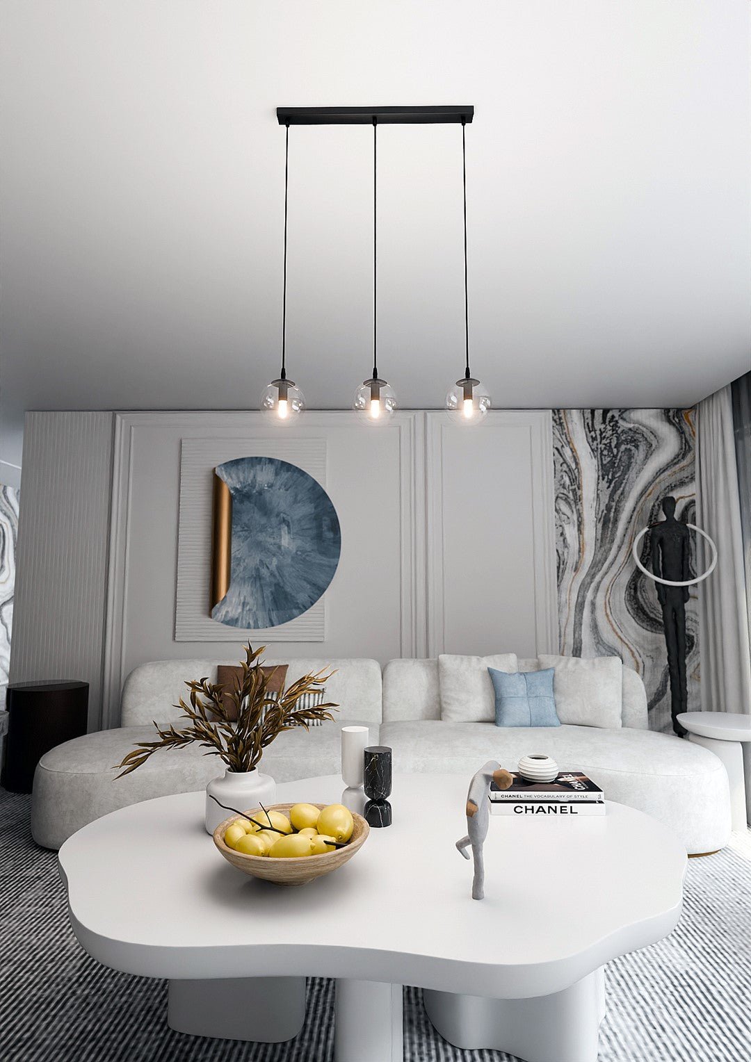 Lampa wisząca VEGAS 3 punkty światła E14 REGULOWANA klosz przeźroczysty - LAITICA