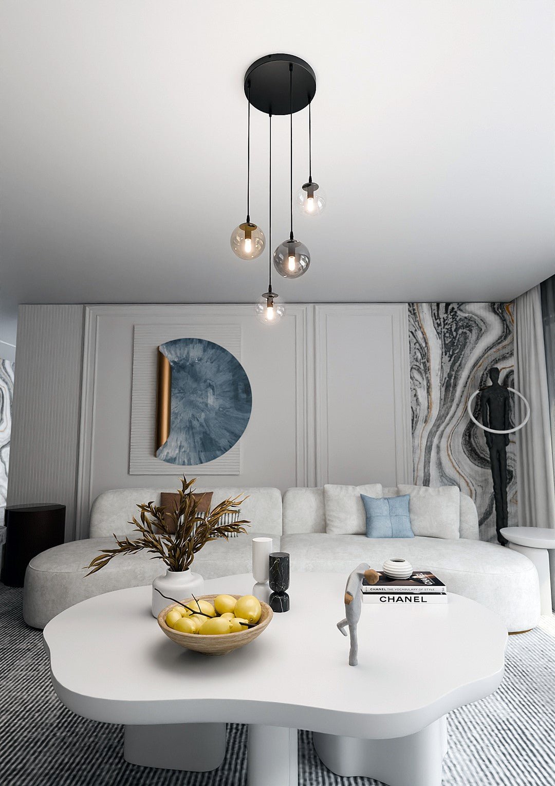 Lampa wisząca VEGAS zwis 4xE14 szklany klosz 3 KOLORY regulowana - LAITICA