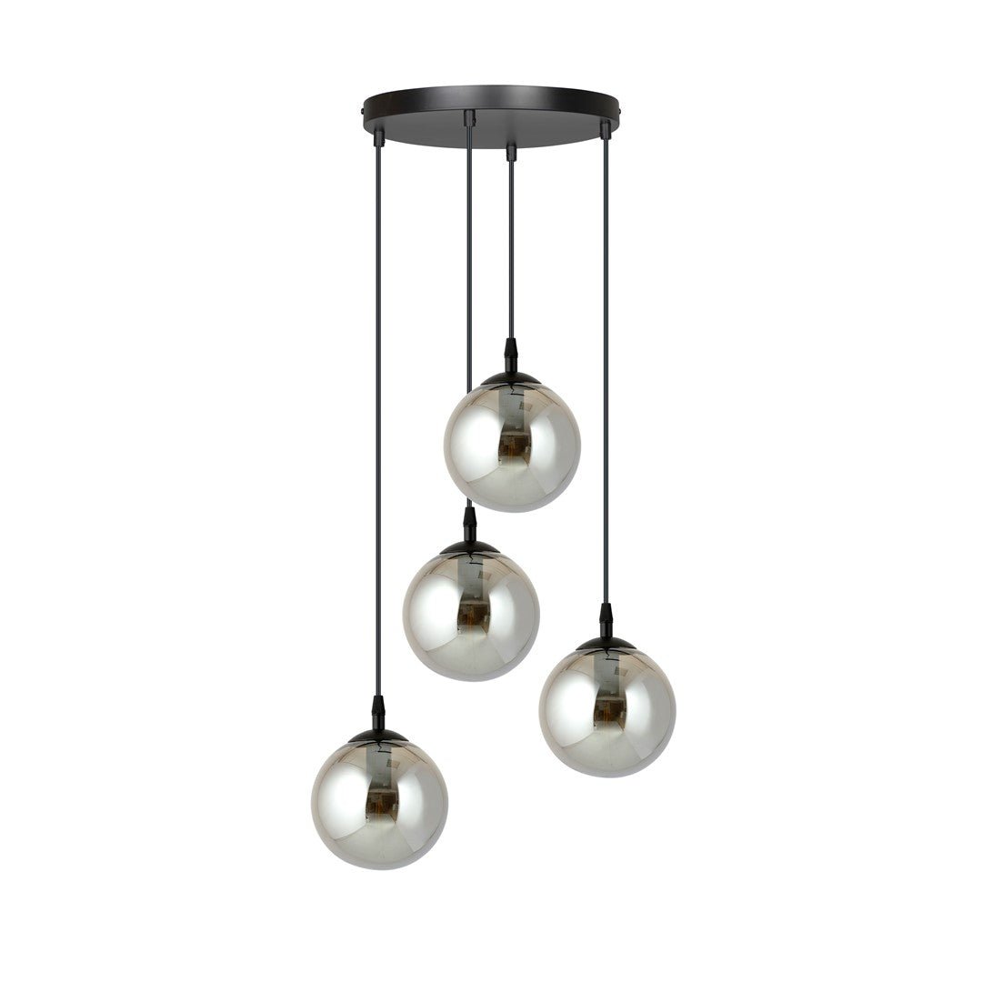 Lampa wisząca VEGAS zwis 4xE14 szklany klosz GRAFITOWY regulowana - LAITICA