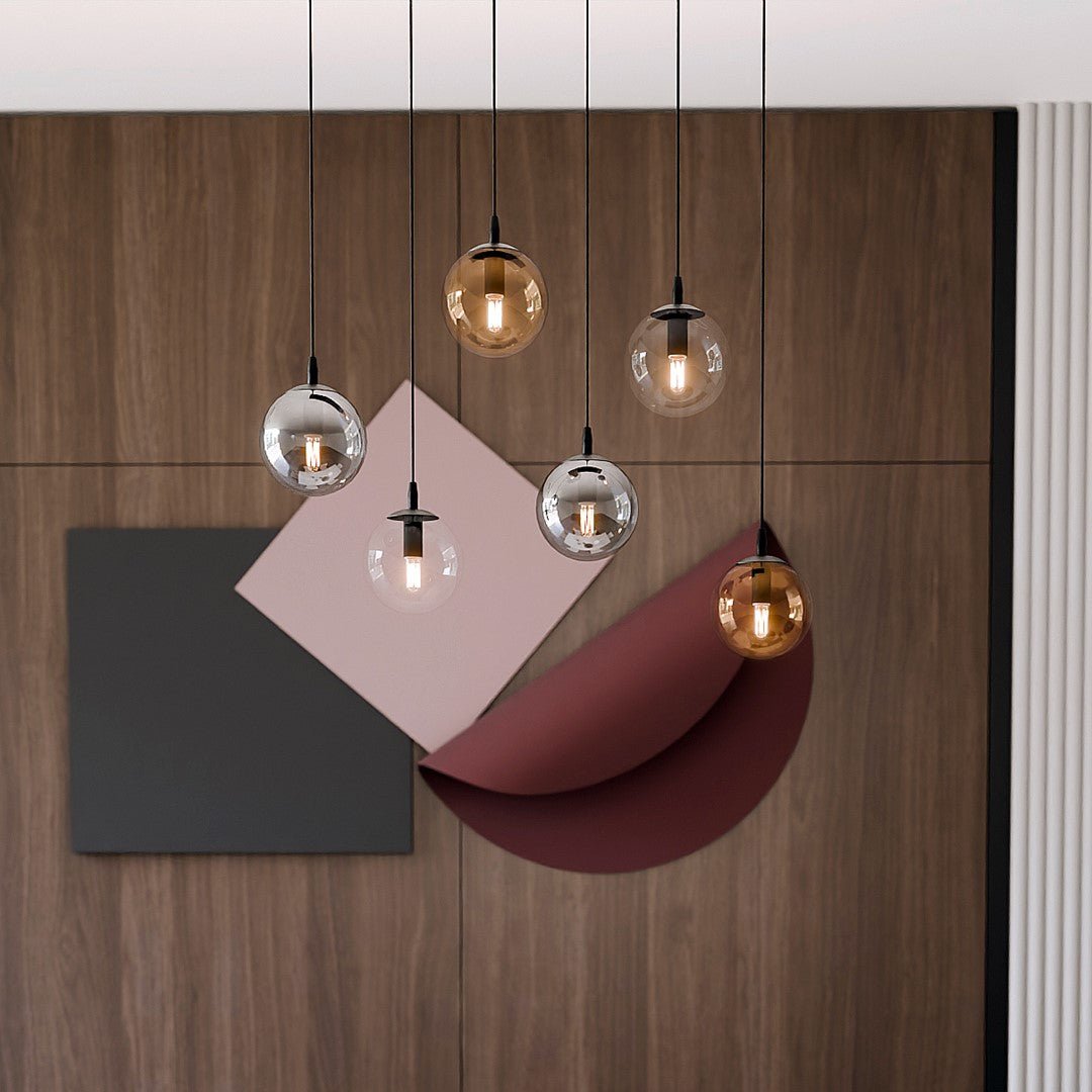 Lampa wisząca VEGAS zwis 6xE14 szklany klosz 3 KOLORY regulowana - LAITICA