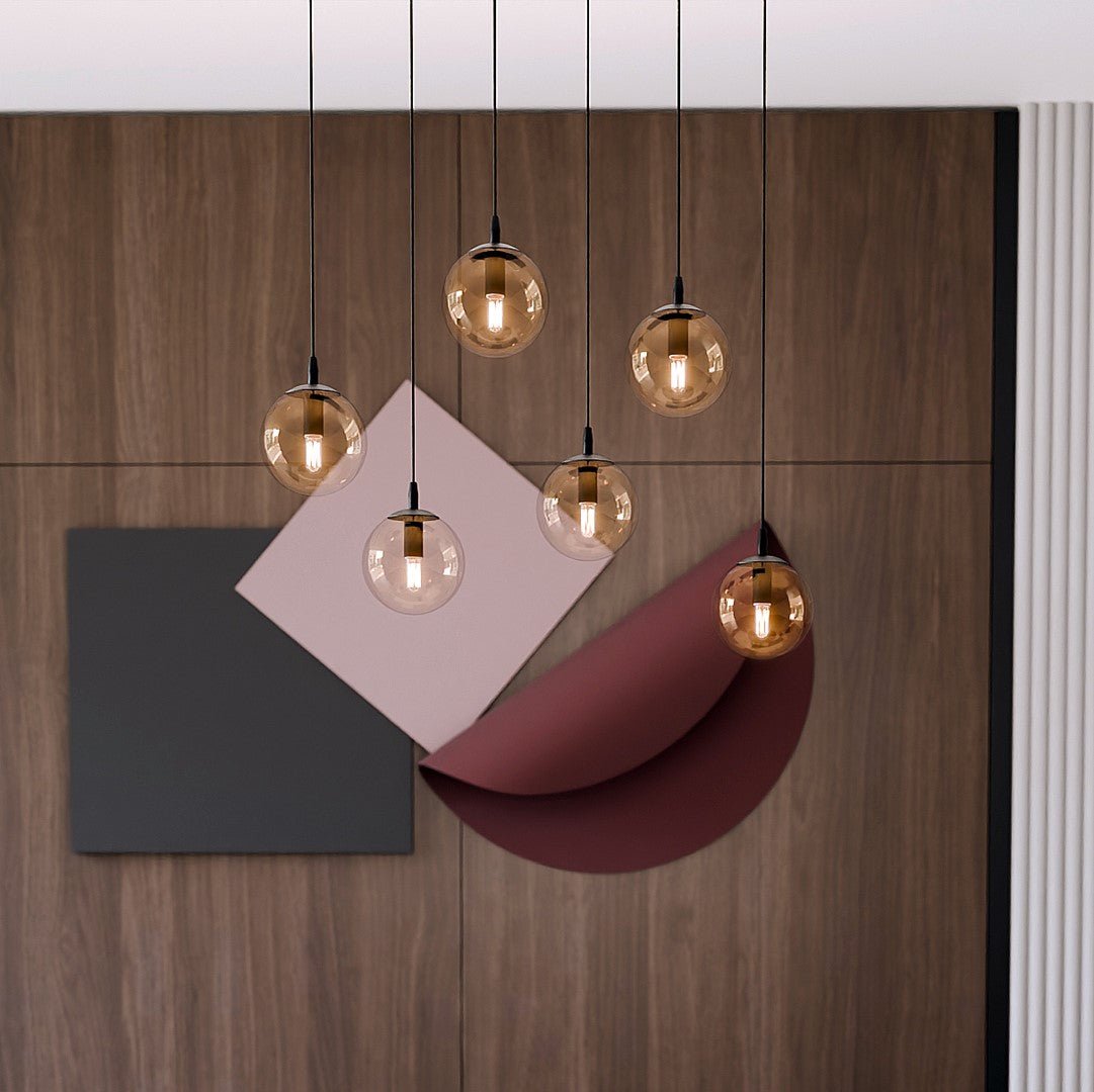 Lampa wisząca VEGAS zwis 6xE14 szklany klosz MIODOWY regulowana - LAITICA