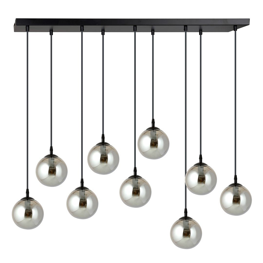 Lampa wisząca VEGAS zwis 9xE14 szklany klosz GRAFITOWY regulowana - LAITICA